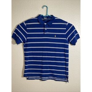 Polo‎ Ralph Lauren Custom Fit  XL – Blue & White Stripe, Yellow Pony Logo